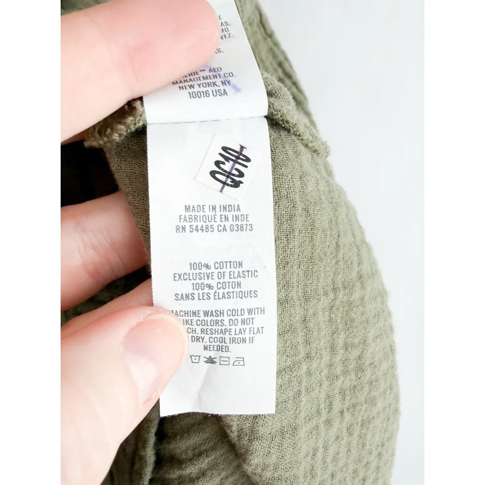 Aerie Mini Dress Boho Crochet Halter Cutout Gauze XL Olive Green Summer Festival